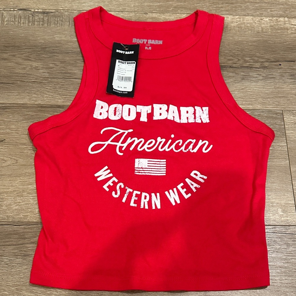 Red Cropped Tank Top Boot Barn Brand New